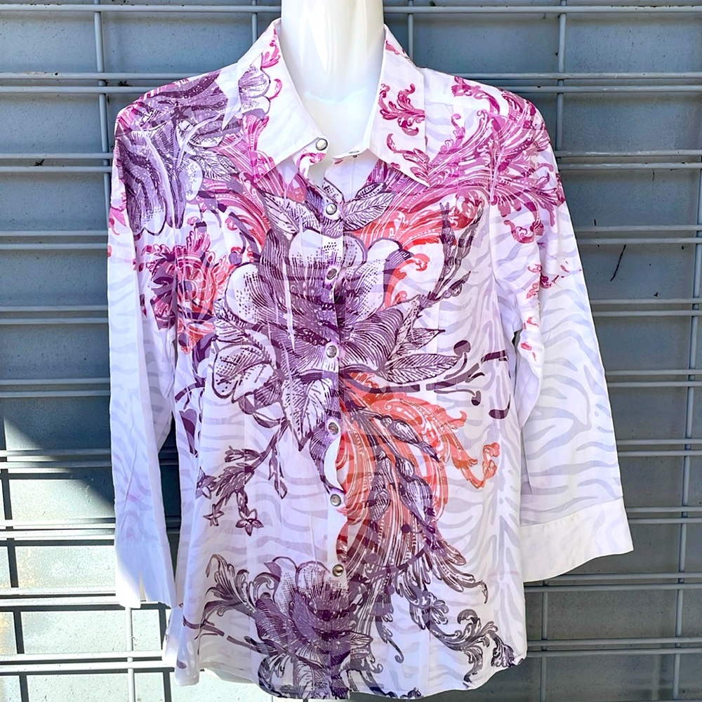 Reba Floral Printed Snap Down Blouse